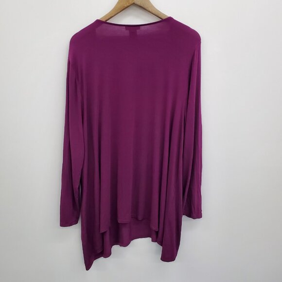 Catherines AnyWear Womens 2X Tunic Top Scoop Neck Long Sleeve Studded Purple - Picture 4 of 16